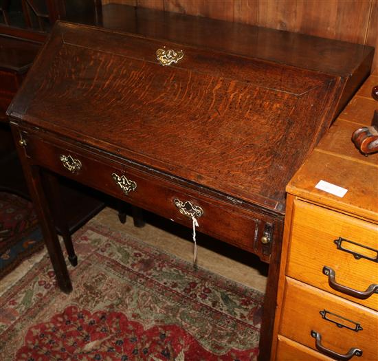 An 18th century oak bureau, W. 3ft. D. 1ft 9in. H. 3ft 4in.